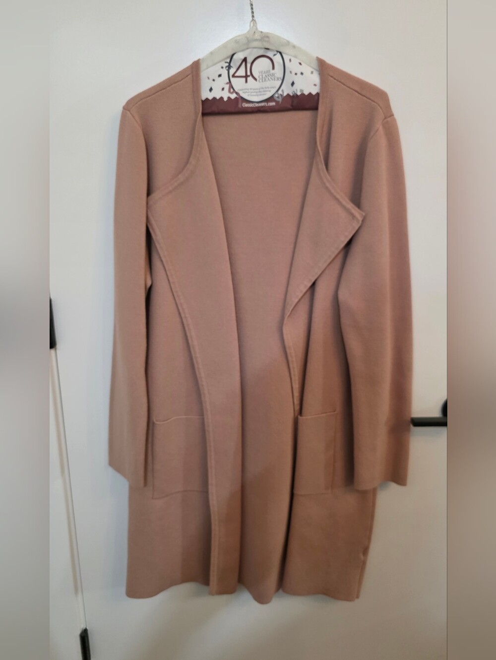 Women's Long Open-Front Coatigan in Dusty Rose